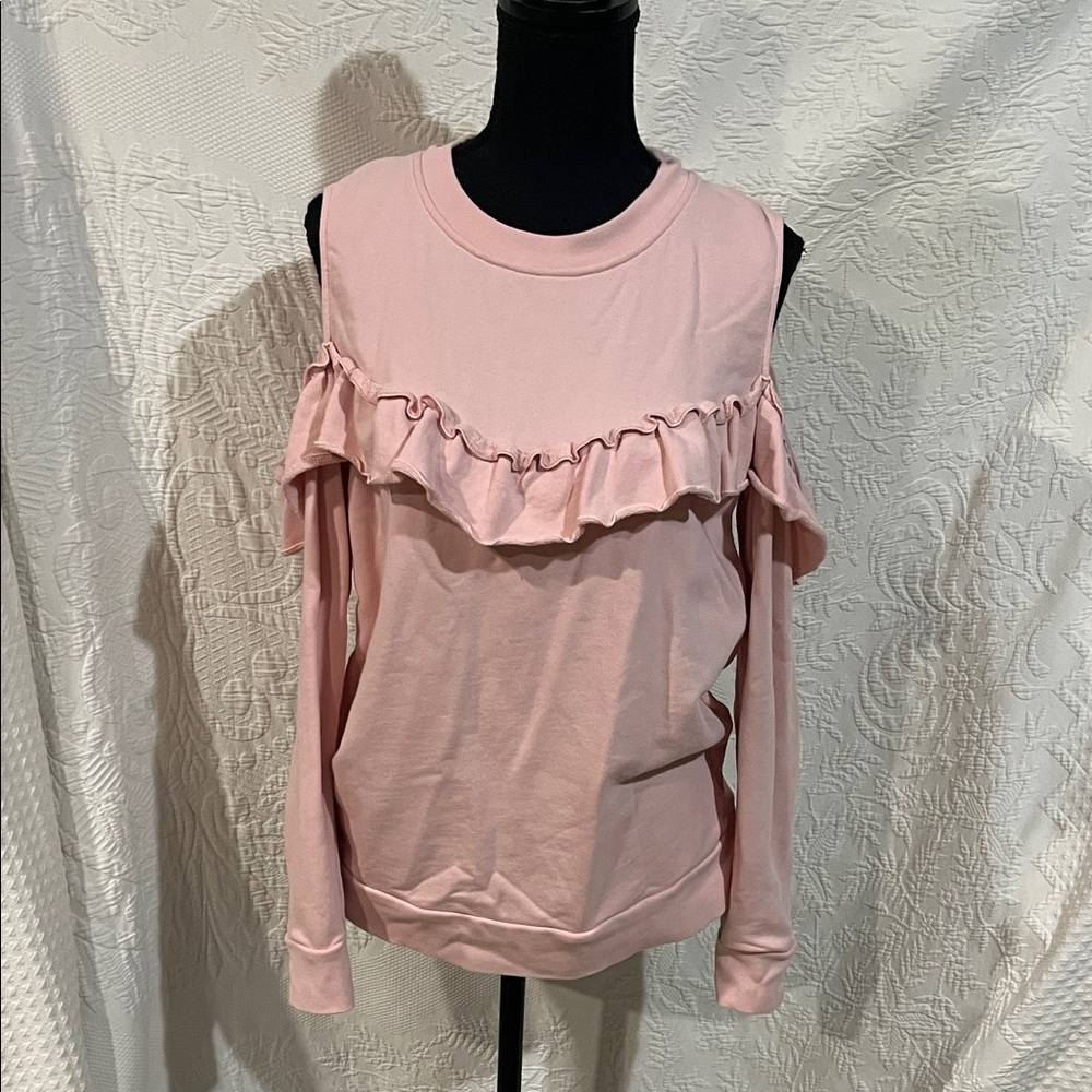 Kate Spade Cold Shoulder Ruffle Sweatshirt, size medium